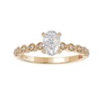 14K ROSE GOLD 1/6CT ROUND DIAMOND LADIES SEMI MOUNT RING(CENTER STONE MOUNT OVAL DIAMOND 1CT) - Image 3