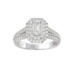 14K WHITE GOLD 1 1/2CT ROUND/EMERALD DIAMOND LADIES RING(CENTER STONE EMERALD DIAMOND 3/4CT) - Image 6