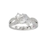 14K WHITE GOLD 1 1/2CT ROUND/OVAL DIAMOND LADIES FASHION RING(CENTER STONE OVAL DIAMOND 3/4CT / 2 SIDE STONE ROUND DIAMOND 3/8CT) - Image 3