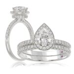 14K WHITE GOLD 1 1/4CT ROUND/PEAR DIAMOND LADIES BRIDAL SET(CENTER STONE PEAR DIAMOND 3/4CT)