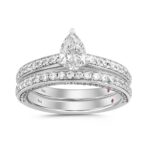14K WHITE GOLD 1 3/4CT ROUND/PEAR DIAMOND LADIES BRIDAL SET (CENTER STONE PEAR DIAMOND 3/4CT)
