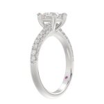 14K WHITE GOLD 1/2CT ROUND DIAMOND LADIES SEMI MOUNT BRIDAL SET (CENTER STONE PRINCESS DIAMOND 1CT) - Image 2
