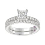 14K WHITE GOLD 1/2CT ROUND DIAMOND LADIES SEMI MOUNT BRIDAL SET (CENTER STONE PRINCESS DIAMOND 1CT) - Image 3