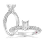 14K WHITE GOLD 1/2CT ROUND DIAMOND LADIES SEMI MOUNT RING(CENTER STONE MOUNT EMERALD DIAMOND 1CT)