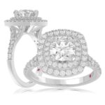 14K WHITE GOLD 1/2CT ROUND DIAMOND LADIES SEMI MOUNT RING(CENTER STONE MOUNT ROUND DIAMOND 1CT)