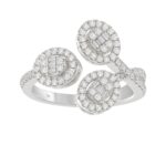 14K WHITE GOLD 1/2CT ROUND/BAGUETTE DIAMOND LADIES FASHION RING