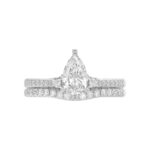 14K WHITE GOLD 1/2CT ROUND/BAGUETTE DIAMOND LADIES SEMI MOUNT BRIDAL SET(CENTER STONE MOUNT PEAR DIAMOND 1CT) - Image 7