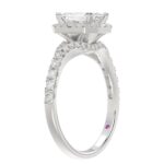 14K WHITE GOLD 1/2CT ROUND/BAGUETTE DIAMOND LADIES SEMI MOUNT RING(CENTER STONE MOUNT EMERALD DIAMOND 1CT) - Image 2