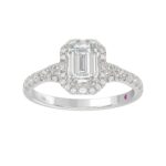 14K WHITE GOLD 1/2CT ROUND/BAGUETTE DIAMOND LADIES SEMI MOUNT RING(CENTER STONE MOUNT EMERALD DIAMOND 1CT) - Image 3