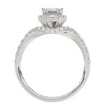14K WHITE GOLD 1/2CT ROUND/BAGUETTE DIAMOND LADIES SEMI MOUNT RING(CENTER STONE MOUNT EMERALD DIAMOND 1CT) - Image 4