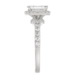 14K WHITE GOLD 1/2CT ROUND/BAGUETTE DIAMOND LADIES SEMI MOUNT RING(CENTER STONE MOUNT EMERALD DIAMOND 1CT) - Image 5