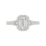 14K WHITE GOLD 1/2CT ROUND/BAGUETTE DIAMOND LADIES SEMI MOUNT RING(CENTER STONE MOUNT EMERALD DIAMOND 1CT) - Image 6