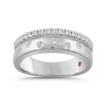 14K WHITE GOLD 1/2CT ROUND/PINK SAPPHIRE DIAMOND LADIES BAND