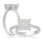 14K WHITE GOLD 1/2CT ROUND/PRINCESS DIAMOND LADIES FASHION RING