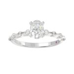 14K WHITE GOLD 1/4CT ROUND DIAMOND LADIES SEMI MOUNT RING (CENTER STONE OVAL DIAMOND 1CT) - Image 4