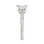 14K WHITE GOLD 1/4CT ROUND/BAGUETTE DIAMOND LADIES SEMI MOUNT RING (CENTER STONE EMERALD DIAMOND 1CT) - Image 6