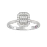 14K WHITE GOLD 1/5CT ROUND/BAGUETTE DIAMOND LADIES FASHION RING - Image 3