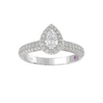 14K WHITE GOLD 1CT ROUND/PEAR DIAMOND LADIES RING( CENTER STONE PEAR DIAMOND 1/2 CT) - Image 3