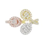 14K WHITE GOLD/ROSE GOLD/YELLOW GOLD 1/2CT ROUND/BAGUETTE DIAMOND LADIES FASHION RING - Image 4