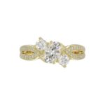 14K YELLOW GOLD 1 1/2CT ROUND/OVAL DIAMOND LADIES FASHION RING( CENTER STONE OVAL DIAMOND 3/4CT / 2 SIDE STONE ROUND DIAMOND 3/8CT) - Image 6
