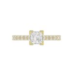 14K YELLOW GOLD 1/2CT ROUND/PRINCESS DIAMOND LADIES SEMI MOUNT RING(CENTER STONE MOUNT PRINCESS DIAMOND 1CT) - Image 7