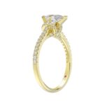 14K YELLOW GOLD 1/3CT ROUND/PEAR DIAMOND LADIES RING(CENTER STONE MOUNT PEAR DIAMOND 1CT) - Image 2