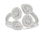 18K WHITE  GOLD 7/8CT ROUND/BAGUETTE DIAMOND LADIES FASHION RING