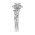 18K WHITE GOLD 1 1/2CT ROUND/BAGUETTE/PRINCESS DIAMOND LADIES BRIDAL SET(CENTER STONE PRINCESS DIAMOND 3/4CT) - Image 3