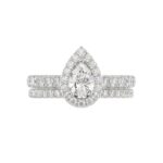 18K WHITE GOLD 1 1/2CT ROUND/PEAR DIAMOND LADIES BRIDAL SET(CENTER STONE PEAR DIAMOND 3/4CT) - Image 4