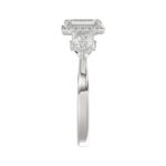 18K WHITE GOLD 1 1/2CT ROUND/PEAR/EMERALD DIAMOND LADIES RING(CENTER STONE EMERALD DIAMOND 3/4CT) - Image 5