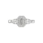 18K WHITE GOLD 1 1/2CT ROUND/PEAR/EMERALD DIAMOND LADIES RING(CENTER STONE EMERALD DIAMOND 3/4CT) - Image 6