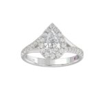 18K WHITE GOLD 1 1/4CT ROUND/PEAR DIAMOND LADIES RING(CENTER STONE PEAR DIAMOND 3/4CT) - Image 3