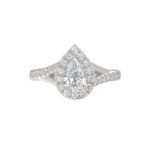 18K WHITE GOLD 1 1/4CT ROUND/PEAR DIAMOND LADIES RING(CENTER STONE PEAR DIAMOND 3/4CT) - Image 6