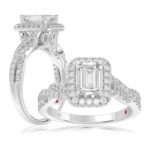 18K WHITE GOLD 1/2CT ROUND DIAMOND LADIES SEMI MOUNT RING(CENTER STONE MOUNT EMERALD DIAMOND 1CT)