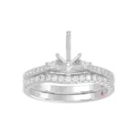 18K WHITE GOLD 1/2CT ROUND/BAGUETTE DIAMOND LADIES SEMI MOUNT BRIDAL SET(CENTER STONE MOUNT PEAR DIAMOND 1CT) - Image 2