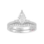 18K WHITE GOLD 1/2CT ROUND/BAGUETTE DIAMOND LADIES SEMI MOUNT BRIDAL SET(CENTER STONE MOUNT PEAR DIAMOND 1CT) - Image 4
