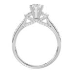 18K WHITE GOLD 1/2CT ROUND/BAGUETTE DIAMOND LADIES SEMI MOUNT BRIDAL SET(CENTER STONE MOUNT PEAR DIAMOND 1CT) - Image 5