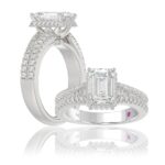 18K WHITE GOLD 1/2CT ROUND/BAGUETTE/EMERALD DIAMOND LADIES RING(CENTER STONE MOUNT EMERALD DIAMOND 1 1/2CT)