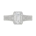 18K WHITE GOLD 1/2CT ROUND/BAGUETTE/EMERALD DIAMOND LADIES RING(CENTER STONE MOUNT EMERALD DIAMOND 1 1/2CT) - Image 7