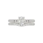 18K WHITE GOLD 1/2CT ROUND/BAGUETTE/OVAL DIAMOND LADIES BRIDAL SET(CENTER STONE OVAL DIAMOND 3/4CT) - Image 4