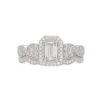 18K WHITE GOLD 1/2CT ROUND/EMERALD DIAMOND LADIES BRIDAL SET(CENTER STONE EMERALD DIAMOND 1/2CT) - Image 4