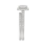 18K WHITE GOLD 1/2CT ROUND/EMERALD DIAMOND LADIES BRIDAL SET(CENTER STONE EMERALD DIAMOND 3/4CT) - Image 3