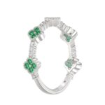 18K WHITE GOLD 1/4CT ROUND DIAMOND LADIES RING(COLOR STONE ROUND GREEN EMERALD DIAMOND 1/10CT) - Image 4
