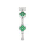 18K WHITE GOLD 1/4CT ROUND DIAMOND LADIES RING(COLOR STONE ROUND GREEN EMERALD DIAMOND 1/10CT) - Image 2