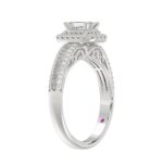 18K WHITE GOLD 1CT ROUND/BAGUETTE/EMERALD DIAMOND LADIES RING(CENTER STONE EMERALD DIAMOND 1/2CT) - Image 2