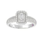 18K WHITE GOLD 1CT ROUND/BAGUETTE/EMERALD DIAMOND LADIES RING(CENTER STONE EMERALD DIAMOND 1/2CT) - Image 3