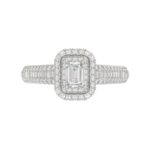 18K WHITE GOLD 1CT ROUND/BAGUETTE/EMERALD DIAMOND LADIES RING(CENTER STONE EMERALD DIAMOND 1/2CT) - Image 6