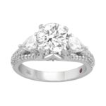 18K WHITE GOLD 3.00CT ROUND/PEAR DIAMOND SEMI MOUNT LADIES RING (CENTER STONE ROUND/PEAR DIAMOND 2.00CT 5/8CT)