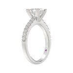 18K WHITE GOLD 3/4CT ROUND DIAMOND LADIES SEMI MOUNT BRIDAL SET(CENTER STONE MOUNT PRINCESS DIAMOND 1 3/4CT) - Image 3