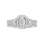 18K WHITE GOLD 3/4CT ROUND/EMERALD DIAMOND LADIES BRIDAL SET(CENTER STONE EMERALD DIAMOND 1/2CT) - Image 4